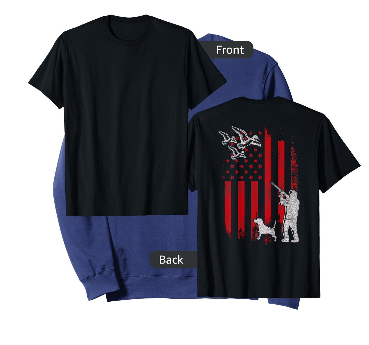 Duck Bird Hunter Distressed USA American Flag Hunting Squad T-Shirt for Women Kids Men