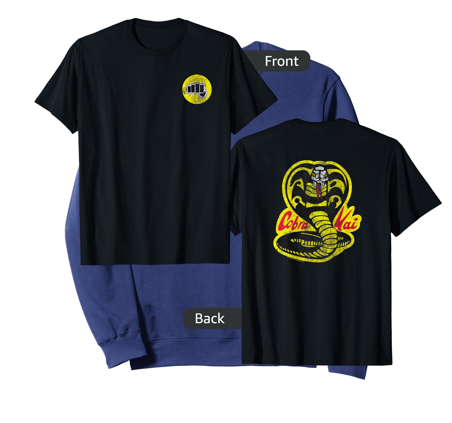 The Karate Kid Front Back Cobra Kai Yellow Fist Movie T-Shirt