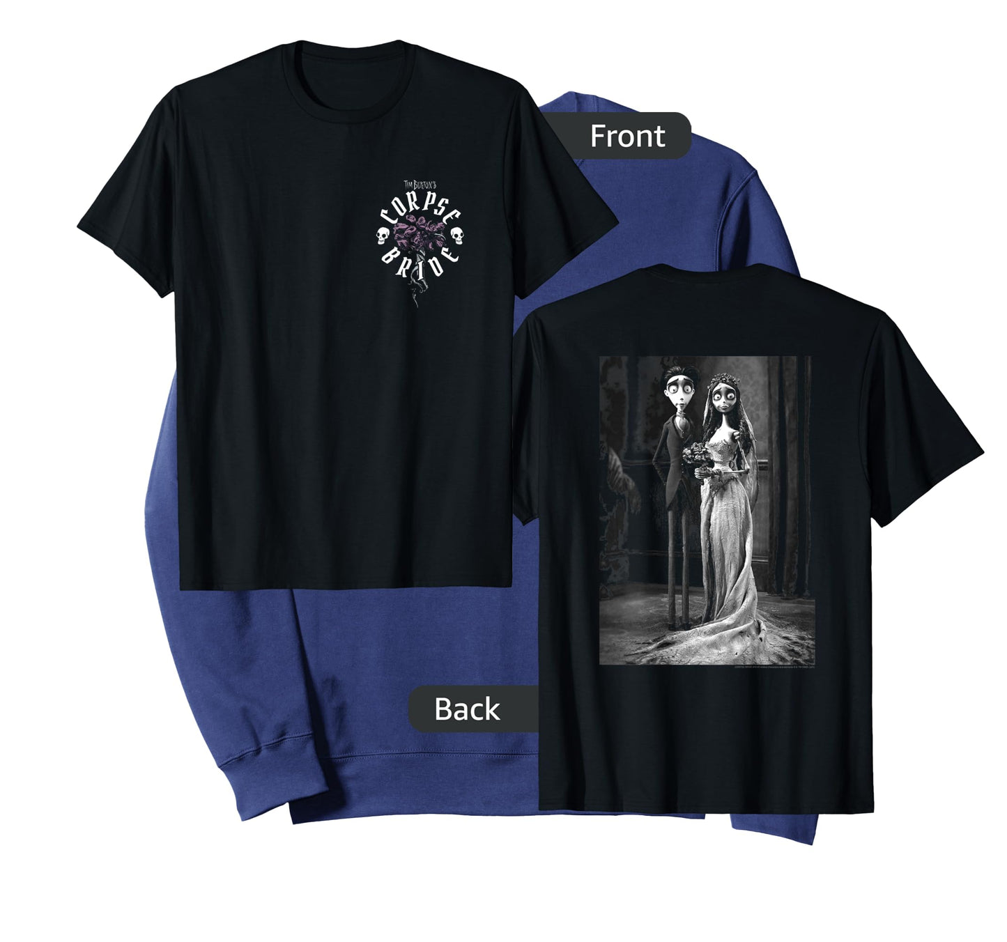 Corpse Bride Front and Back Victor Emily Marriage Movie T-Shirt