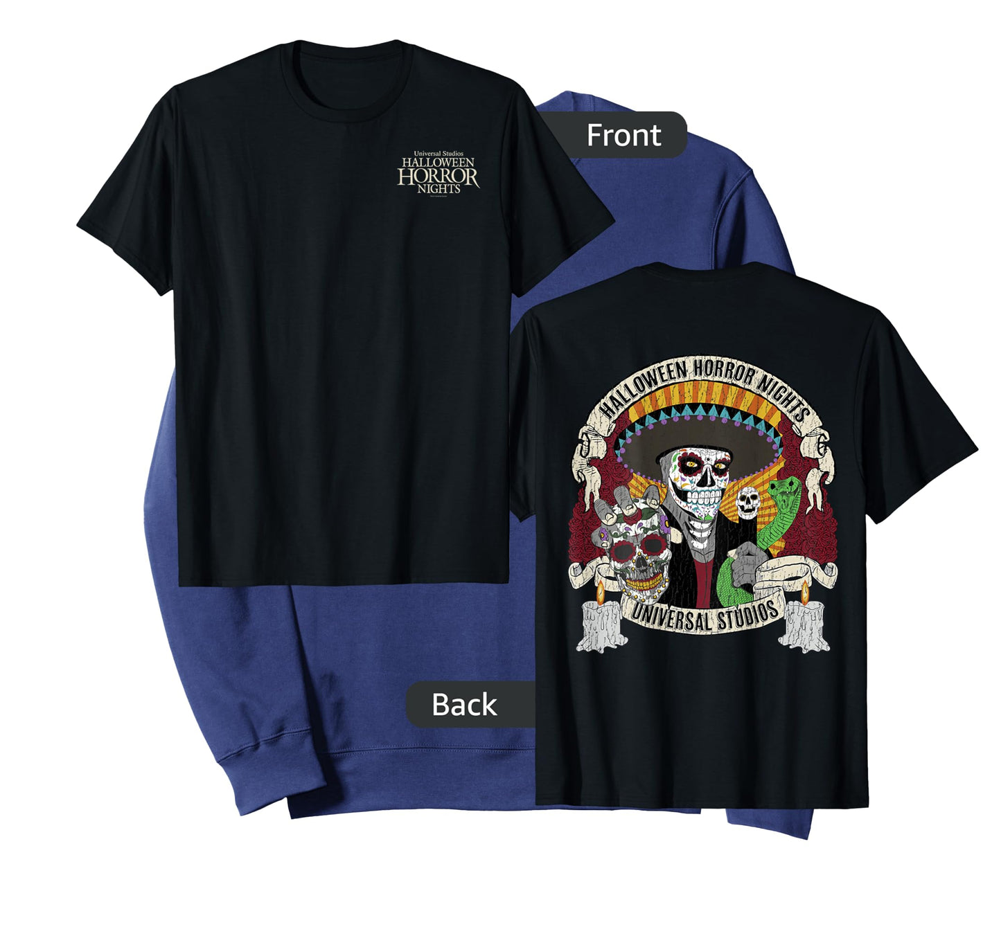 Halloween Horror Nights HHN Dia De Los Muertos Front & Back T-Shirt