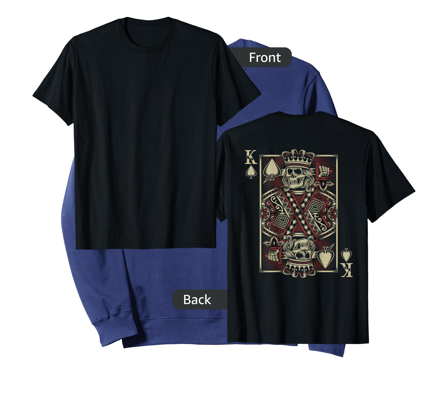 Skull Motorcycle Shirt Biker King of Spades Poker Card Game