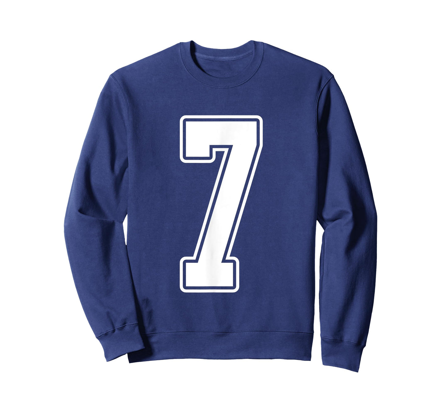 #7 White Outline Number 7 Sports Fan Jersey Style T-Shirt