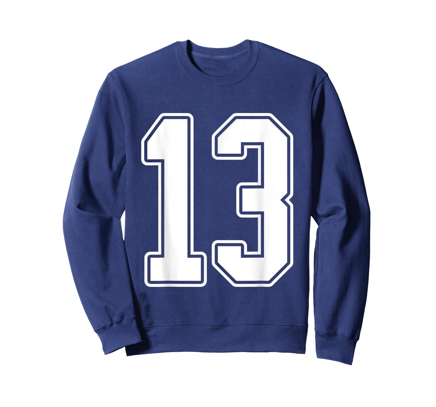 #13 White Outline Number 13 Sports Fan Jersey Style T-Shirt