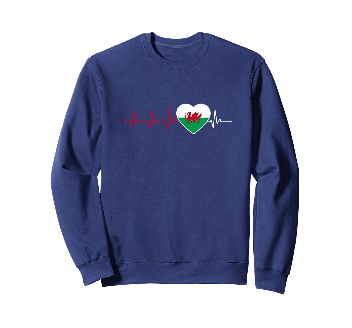 Welsh Flag Heartbeat Wales Baner Cymru Taffy Welshman T-Shirt