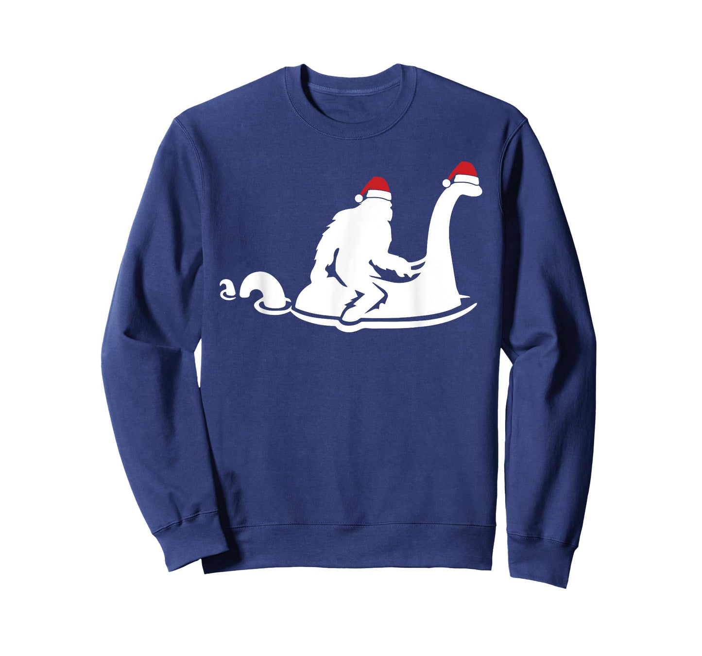 Bigfoot Riding Loch Ness Monster Christmas Funny XMas Pajama T-Shirt