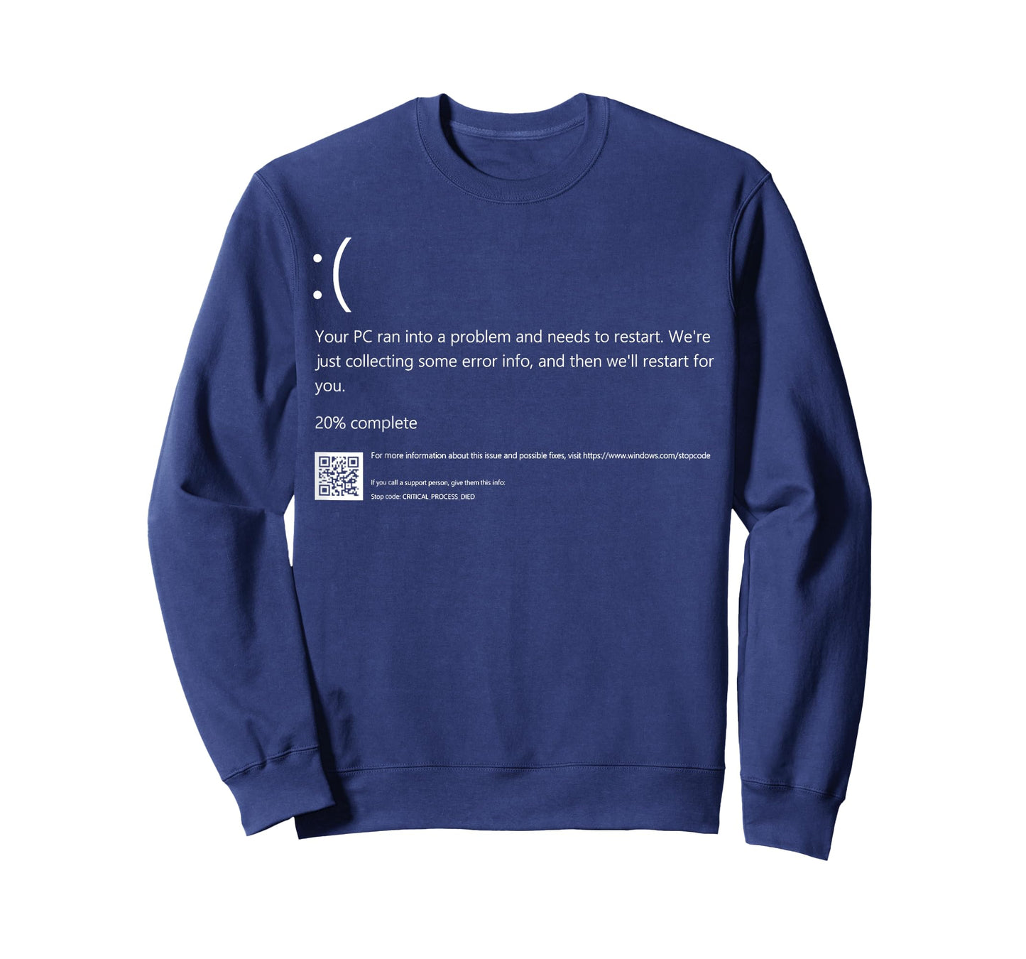 Blue Screen of Death IT Geek Halloween Party DIY Costume Tee T-Shirt