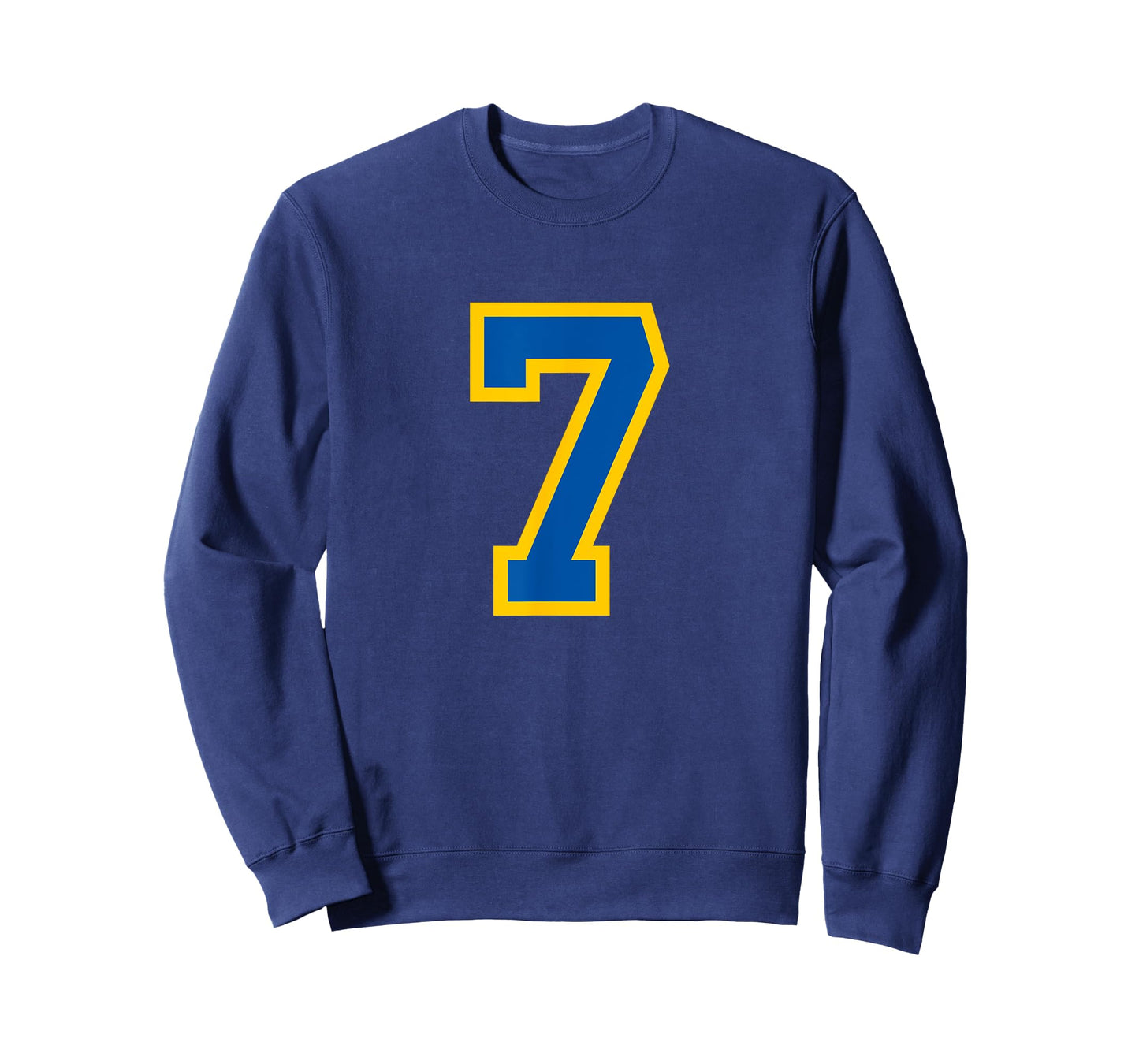 Number #7 Sport Blue Yellow Varsity Number T-Shirt