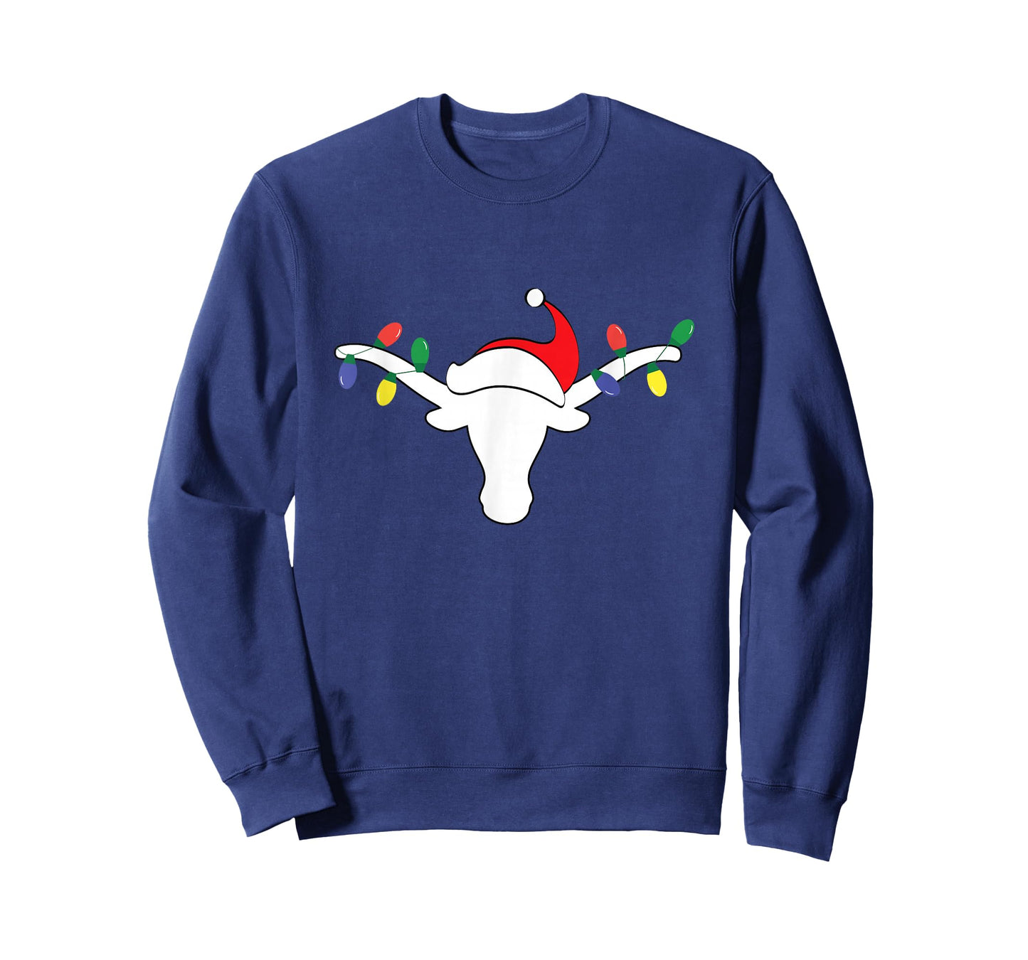 White Longhorn Christmas Lights Santa hat Horn Antlers T-Shirt