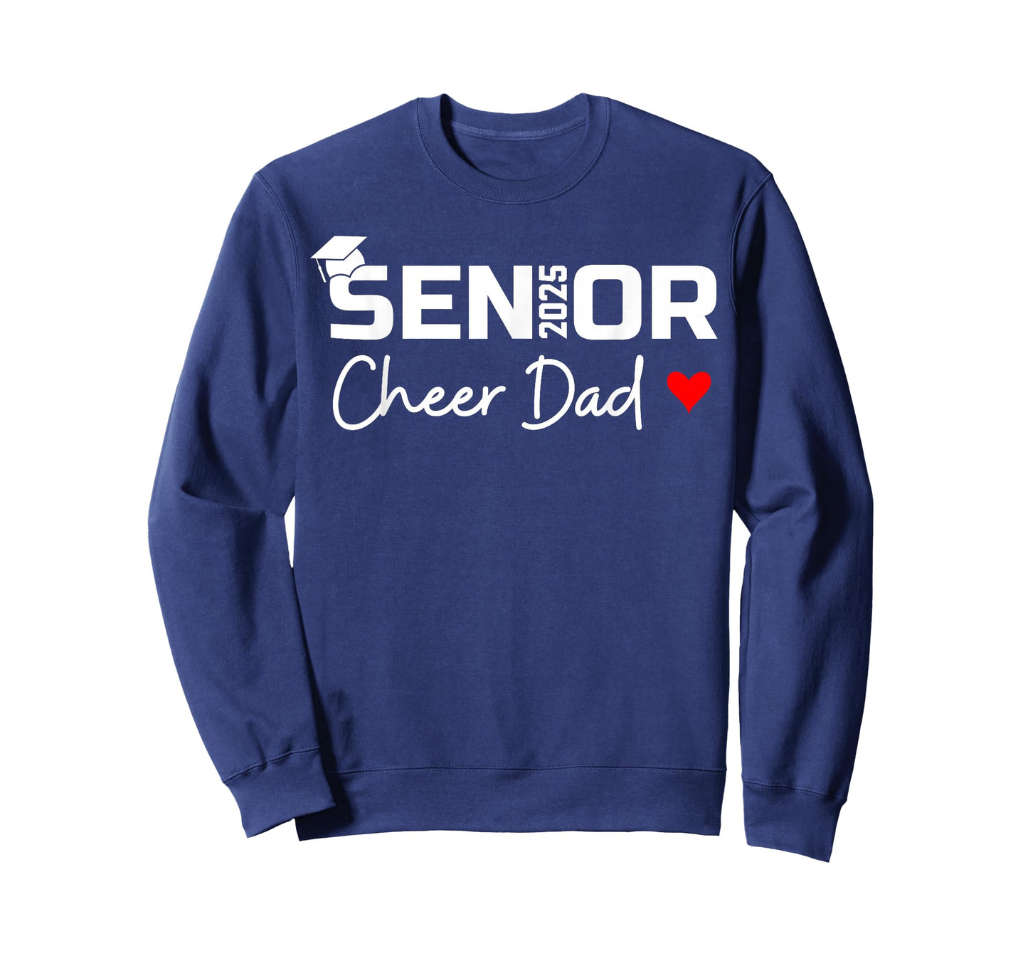 Proud Cheer Dad Of A Class Of 2025 Senior Graduate Red Heart T-Shirt