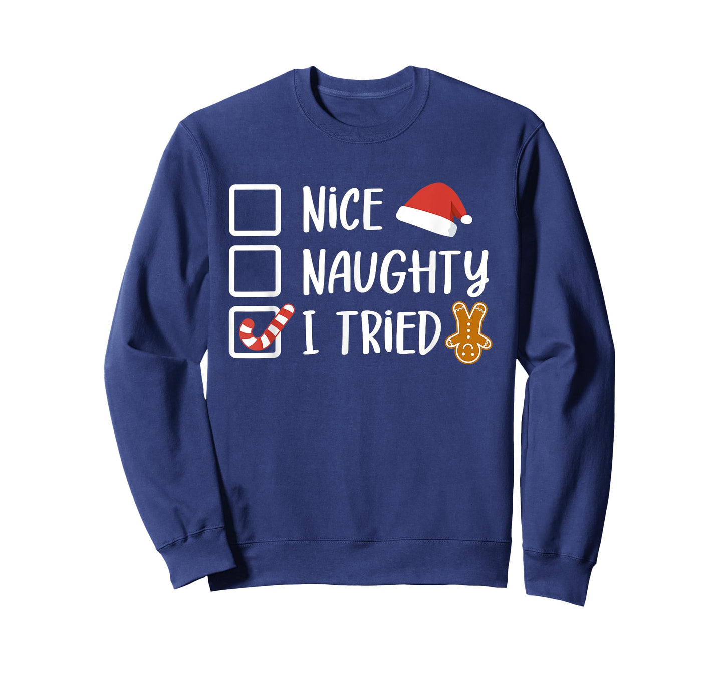 Nice Naughty I Tried Santa's Naughty List Funny Christmas T-Shirt