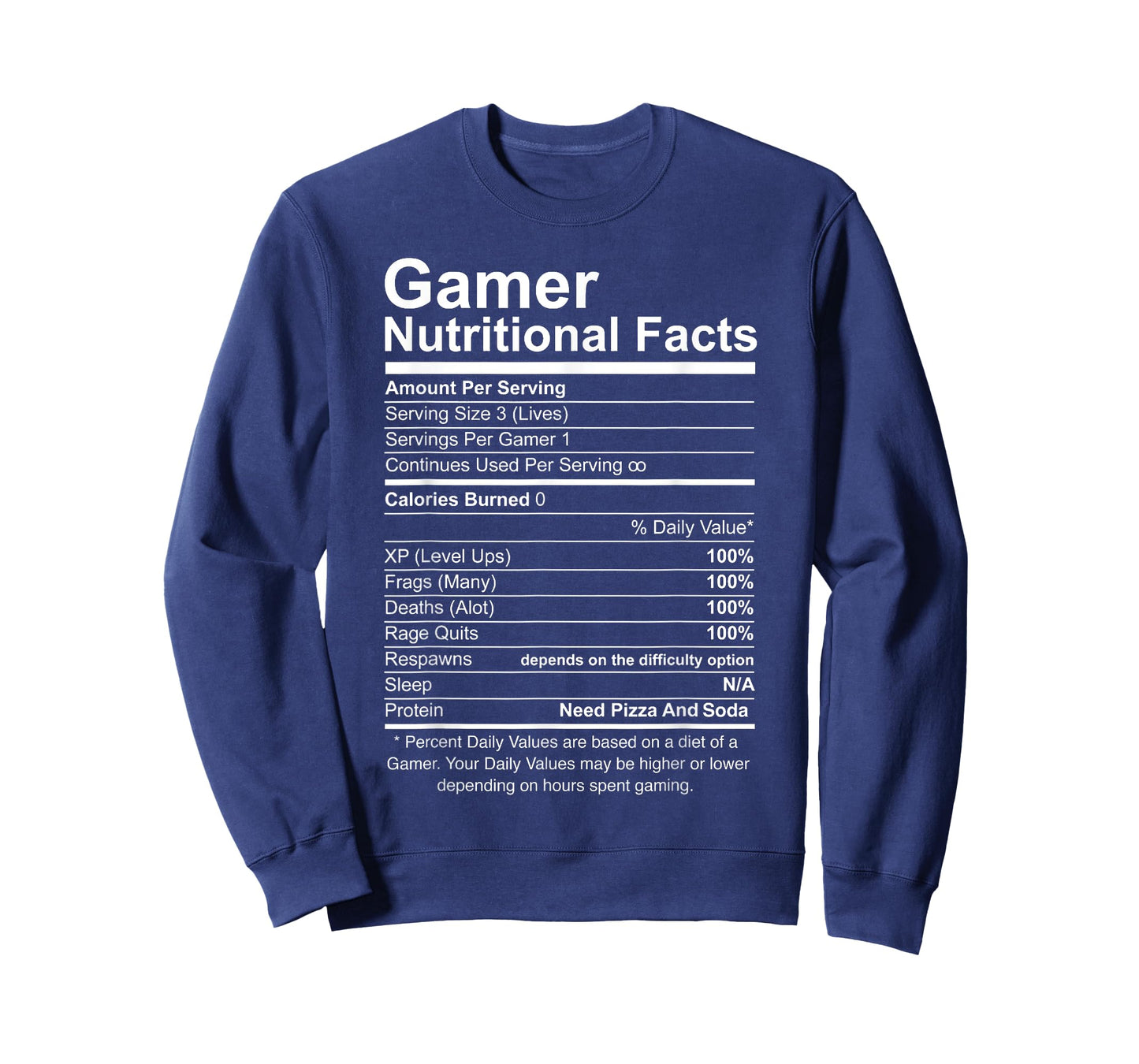 Gamer Nutritional Facts Cool Gamer Video Game Funny T-Shirt