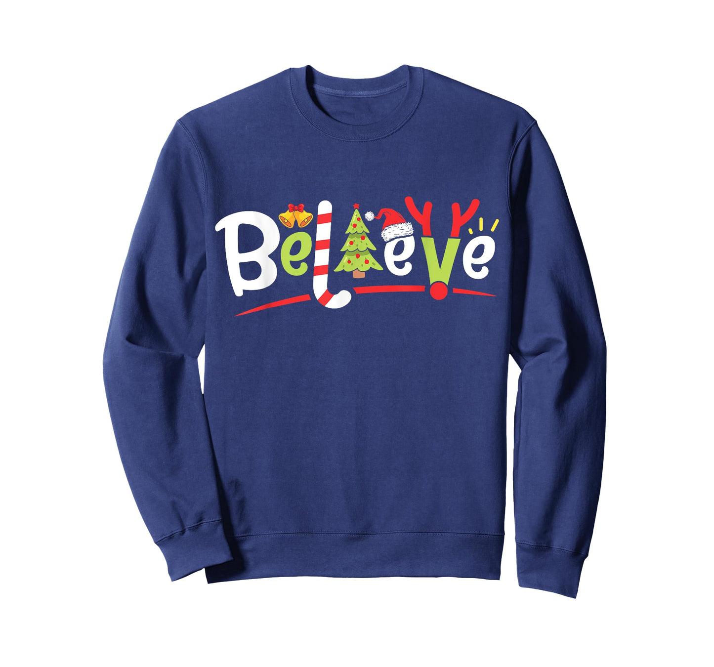 Christmas Believe Boys Girls Santa Hat Xmas Tree Antlers T-Shirt