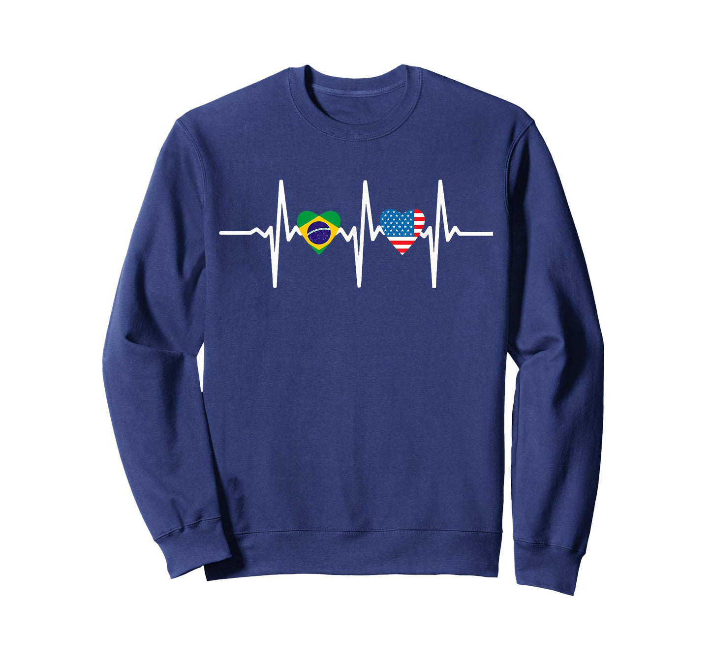 Half American Brazilian America Brazil Flag Heartbeat Heart T-Shirt