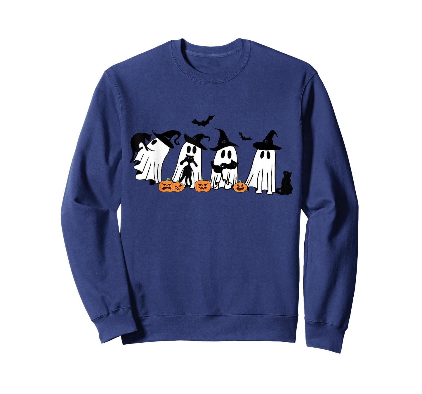 Funny Ghost Holding A Black Cat Halloween Ghost Cat Lovers T-Shirt for Men Women Kids