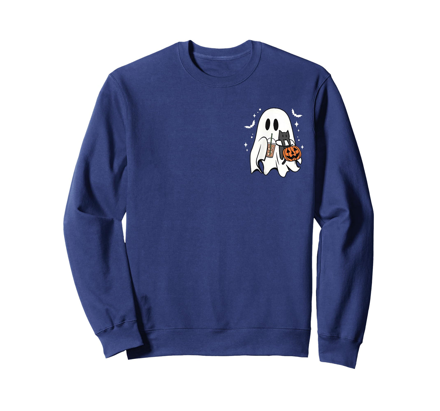 Spooky Ghost Holding Black Cat Halloween Ice Coffee Lover T-Shirt