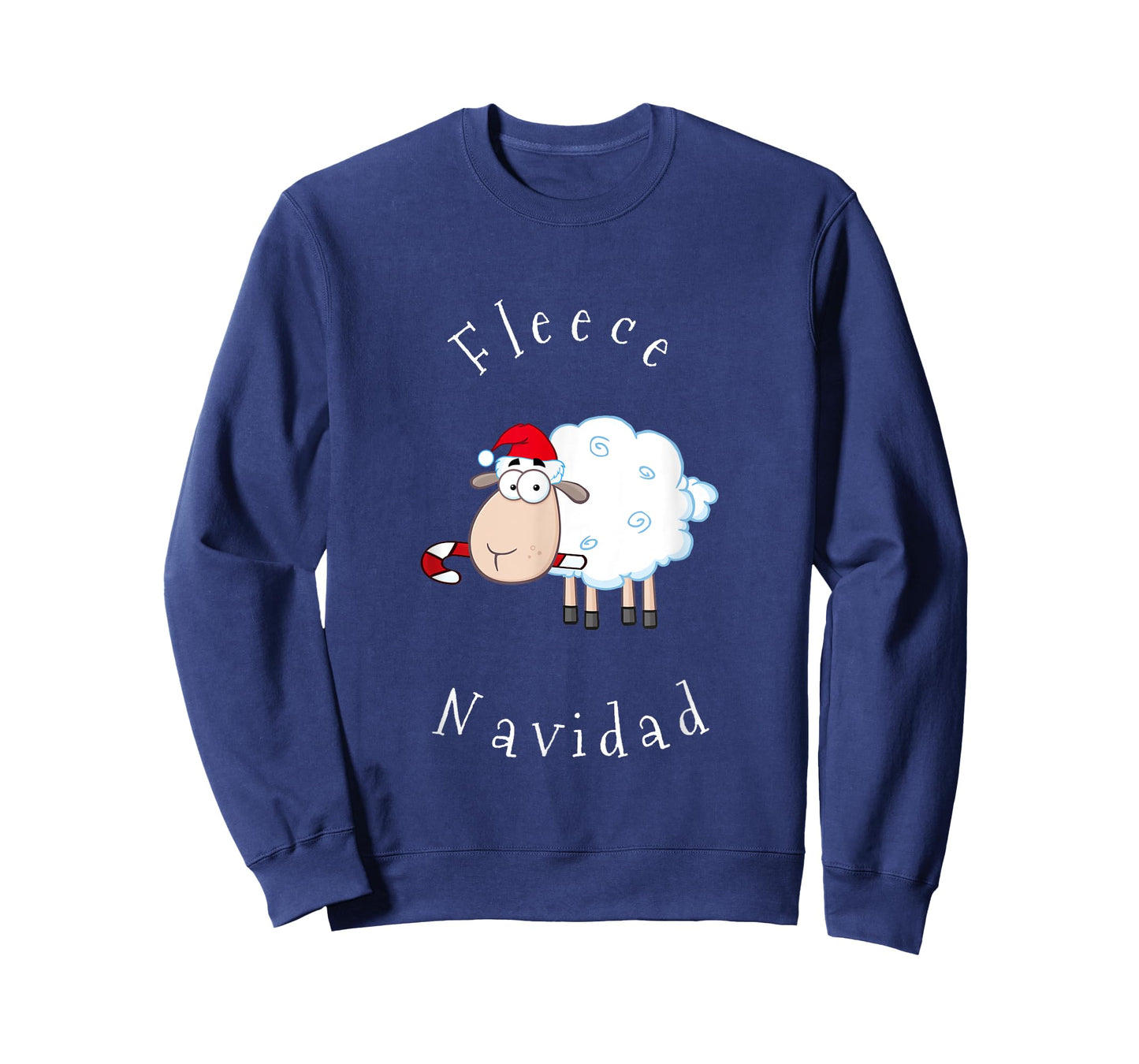 Fleece Navidad Sheep Lamb Santa Hat Candy Cane Christmas T-Shirt