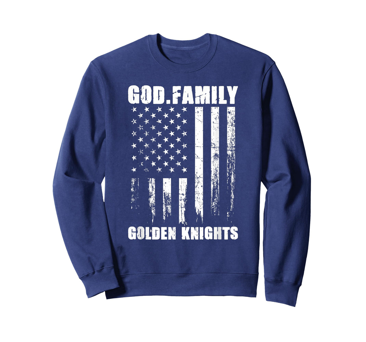 God. Family. Golden Knights. Vintage USA Flag T-Shirt