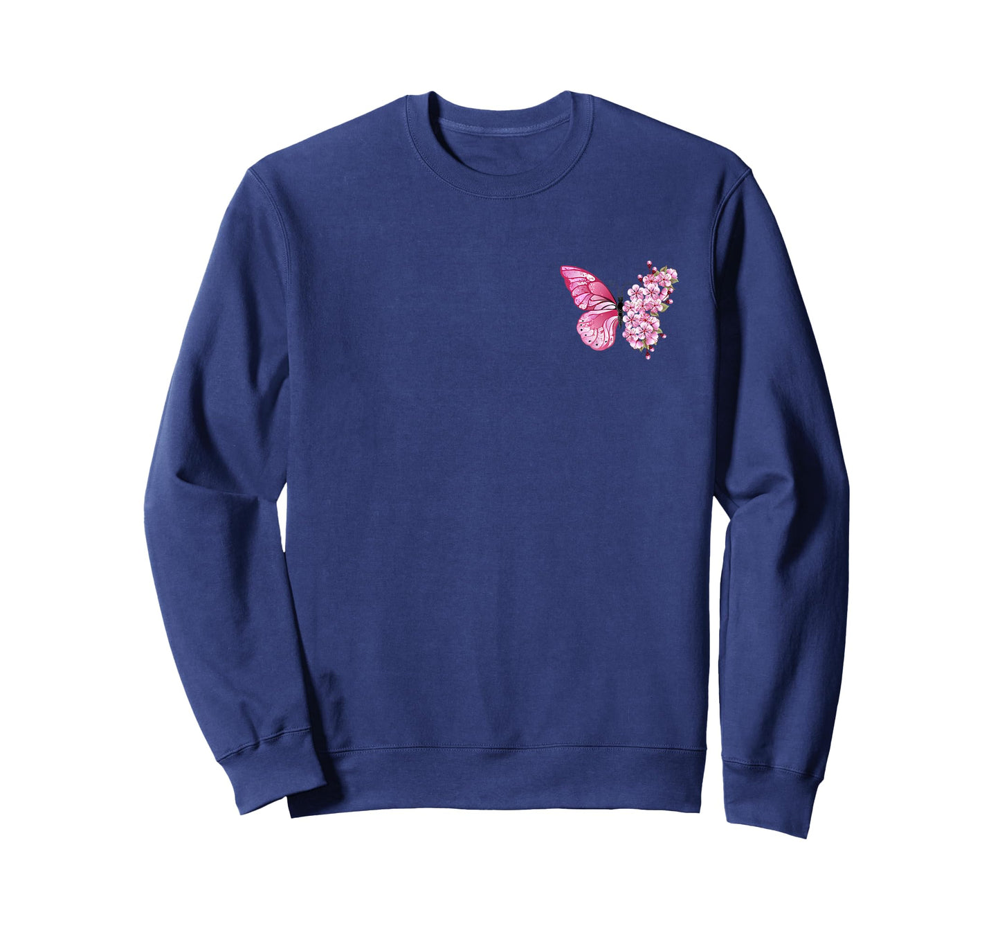 Butterfly With Cherry Blossom Wing Sakura On Chest And Back T-Shirt