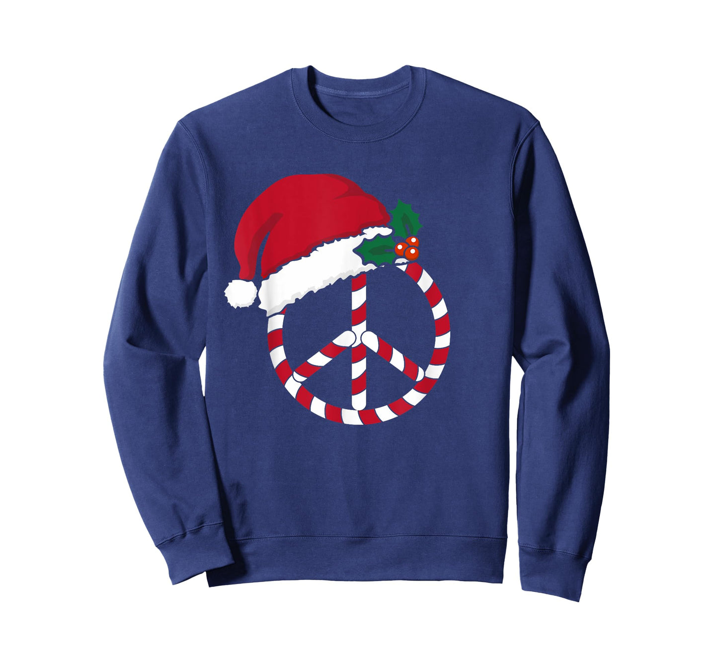 Candy Cane Peace Sign Merry Christmas Symbol Santa Hat Cute T-Shirt