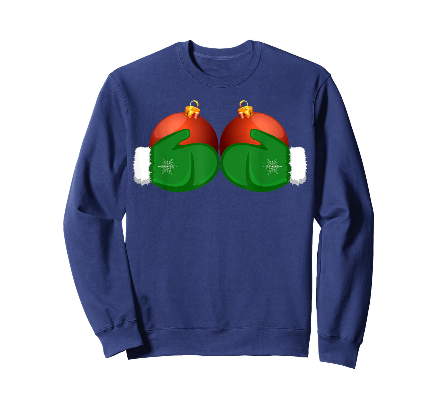 Funny Winter Women's Tee Mittens Holding Xmas Ball Boobs T-Shirt