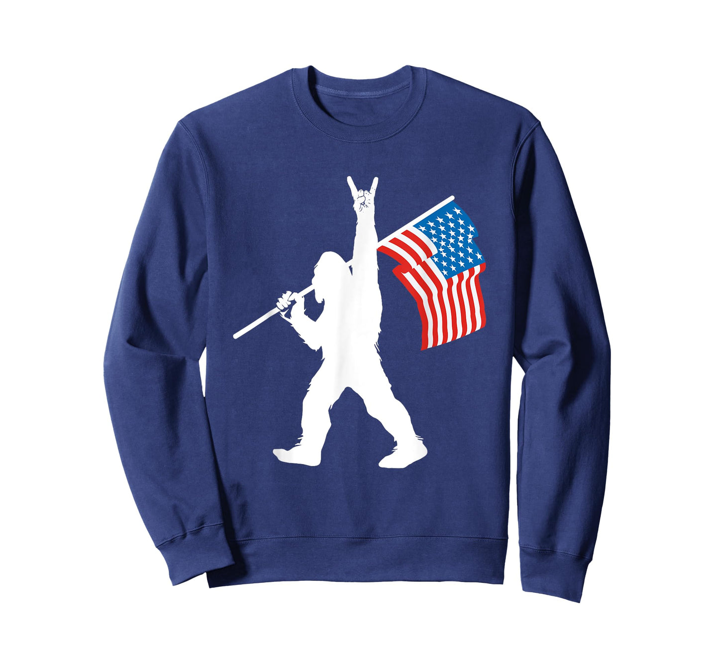 Funny Sasquatch Rock and Roll USA Flag for Bigfoot Believers T-Shirt