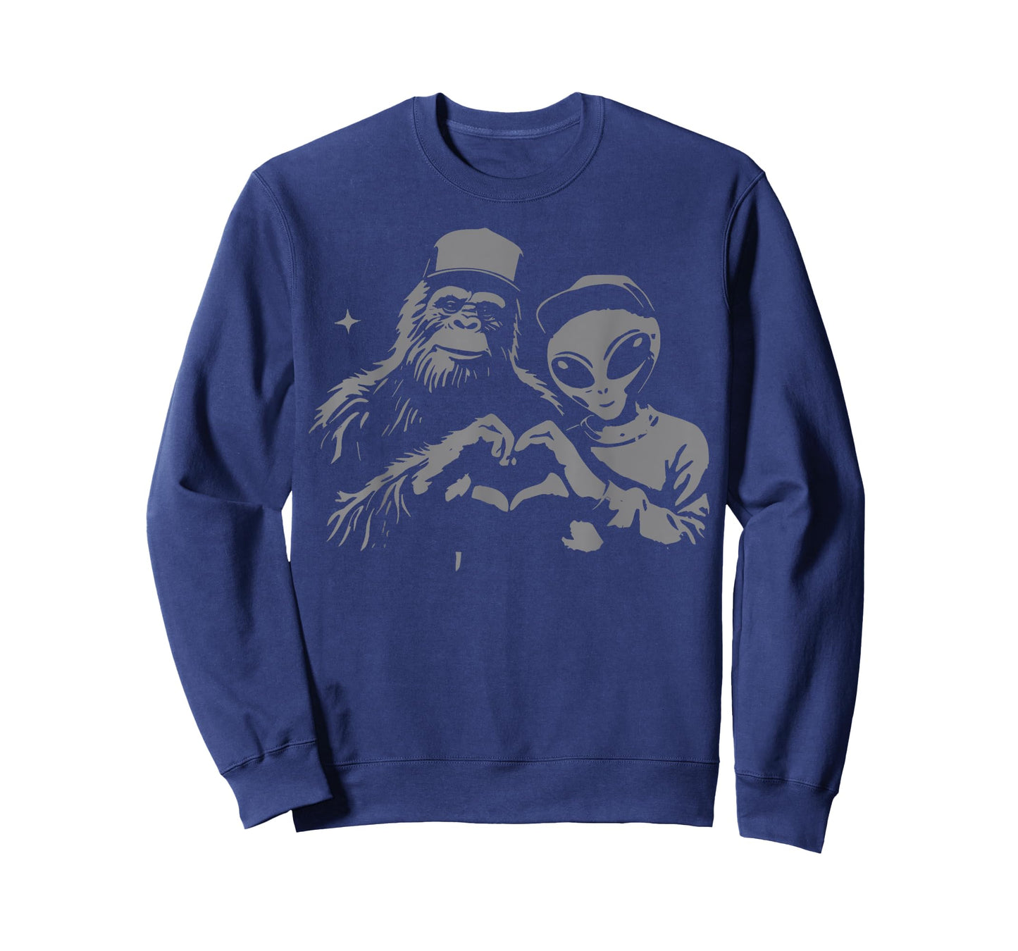 Vintage Bigfoot & Alien Relationship Couple Funny Graphic T-Shirt