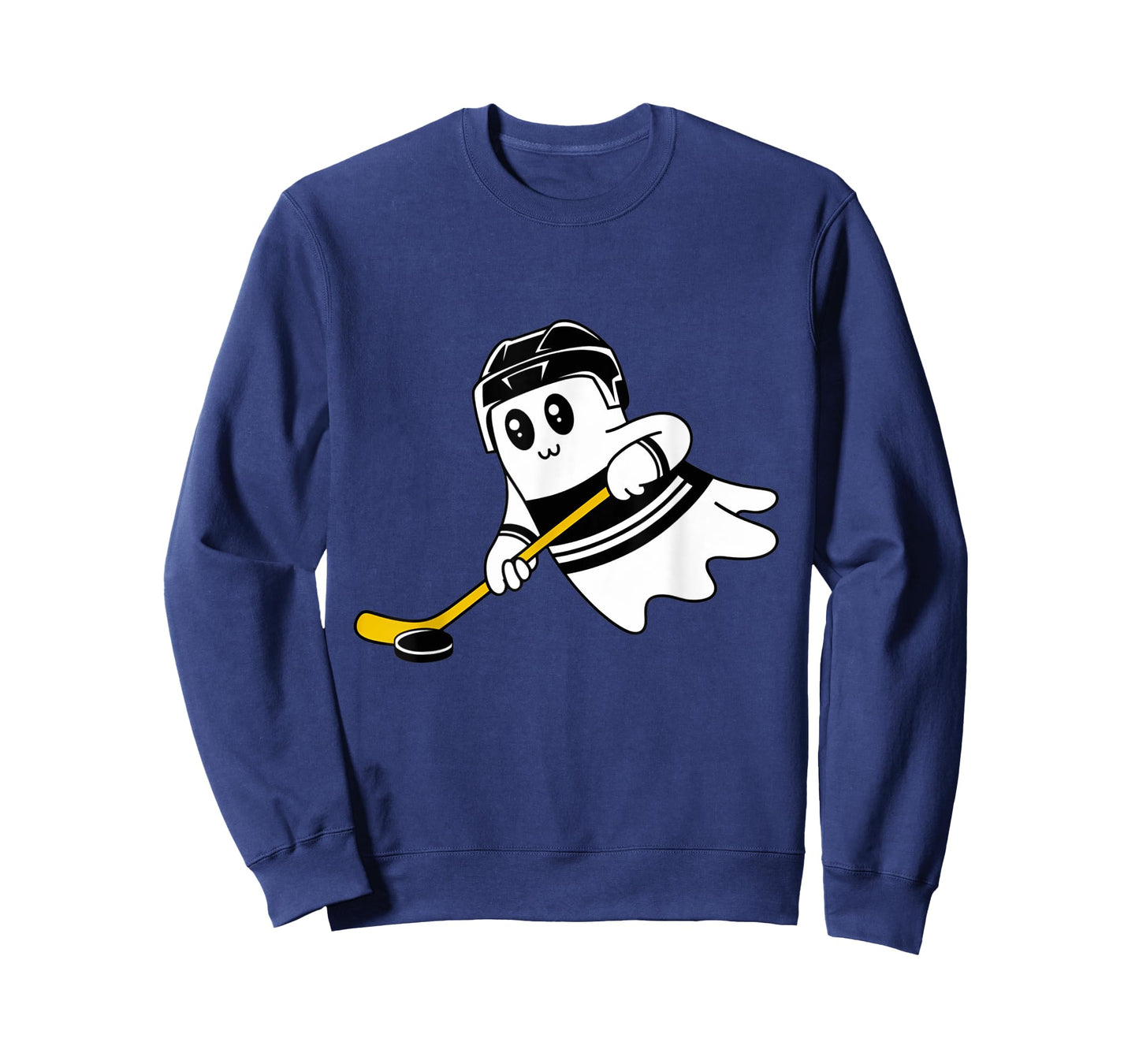 Ghost Playing Ice Hockey Halloween Costume Sports Men Boys T-Shirt