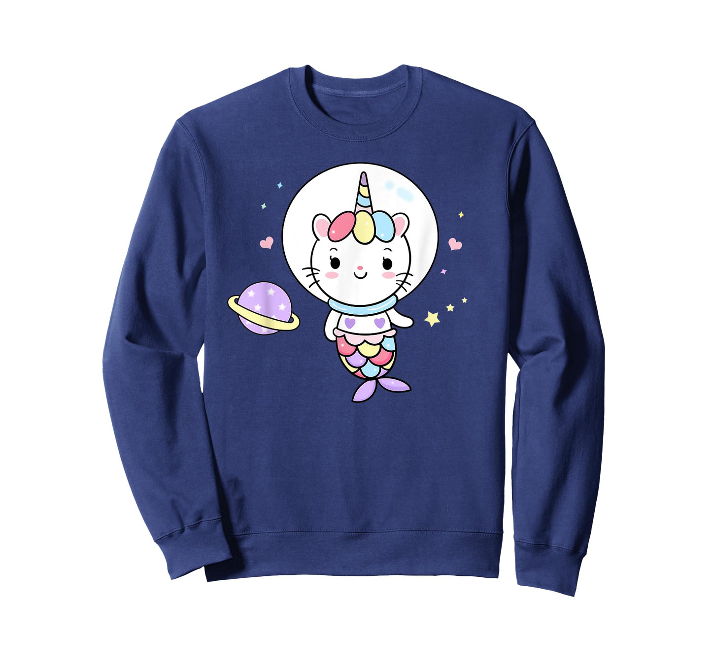 Cat Unicorn Mermaid in Space Cute Purrmaid Men Women Kids T-Shirt