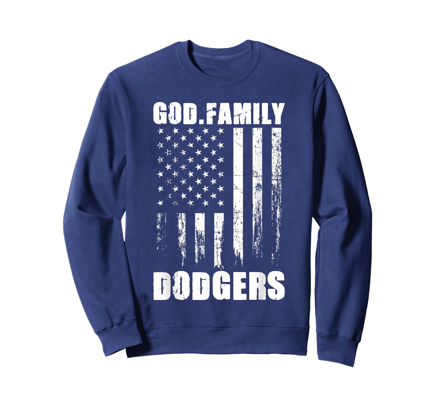 God. Family. Dodgers. Vintage USA Flag T-Shirt