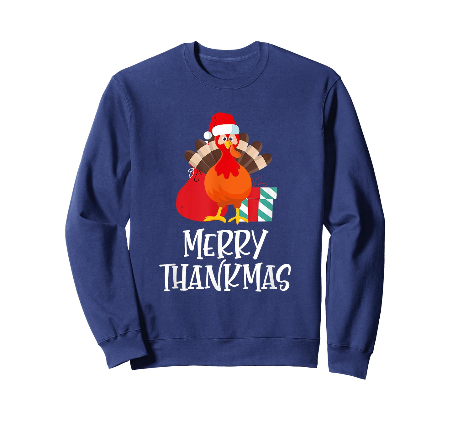 Merry Thanksmas Happy Thanksgiving Santa Turkey Gift T-Shirt
