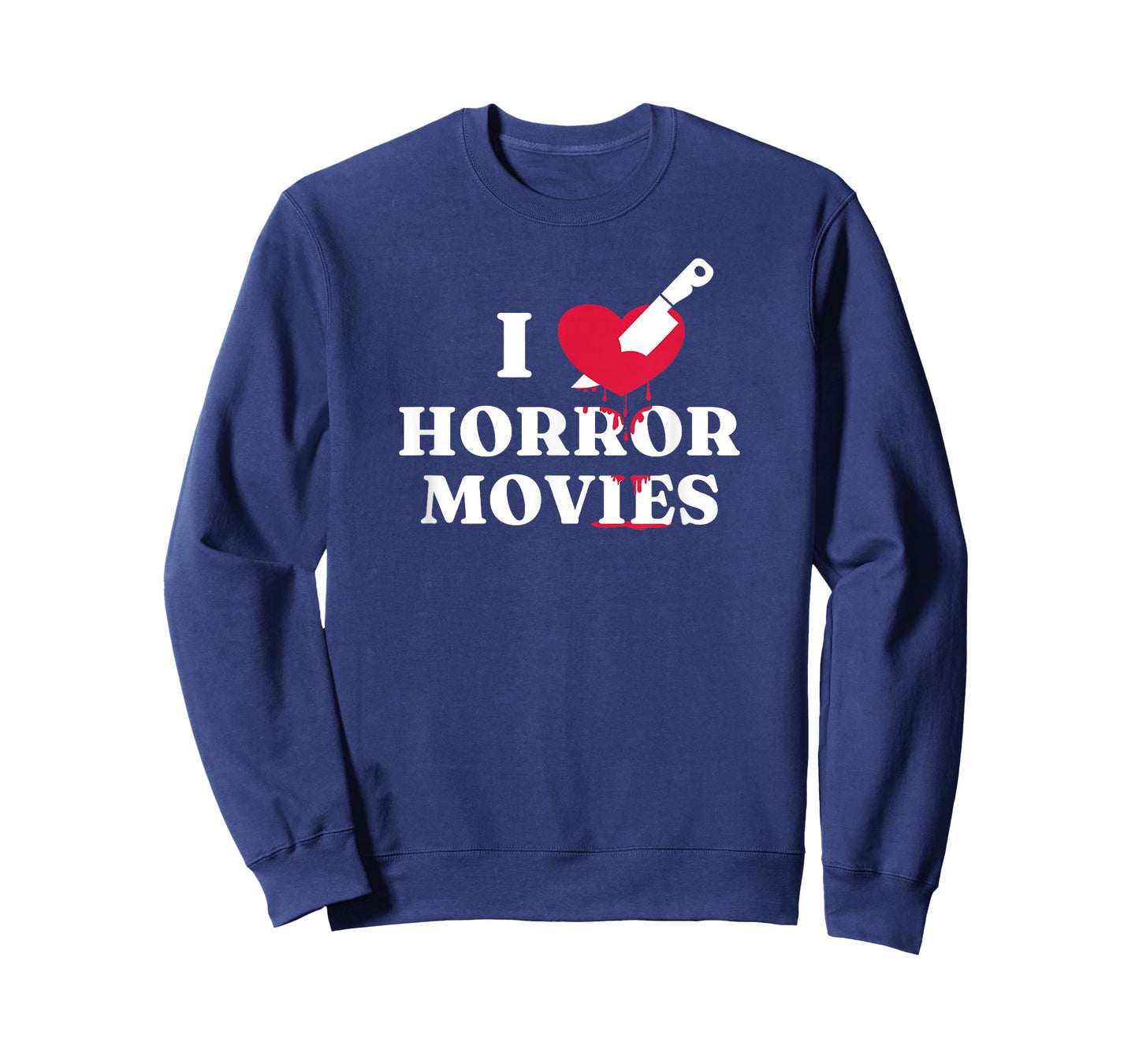 I Love Horror Movies Knife Heart Blood Splatter Fan T-Shirt