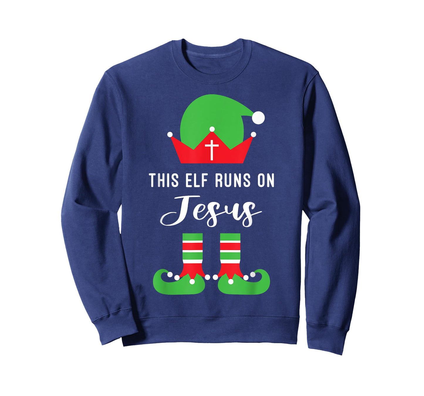 This Elf Runs On Jesus Christian Religious Christmas T-Shirt
