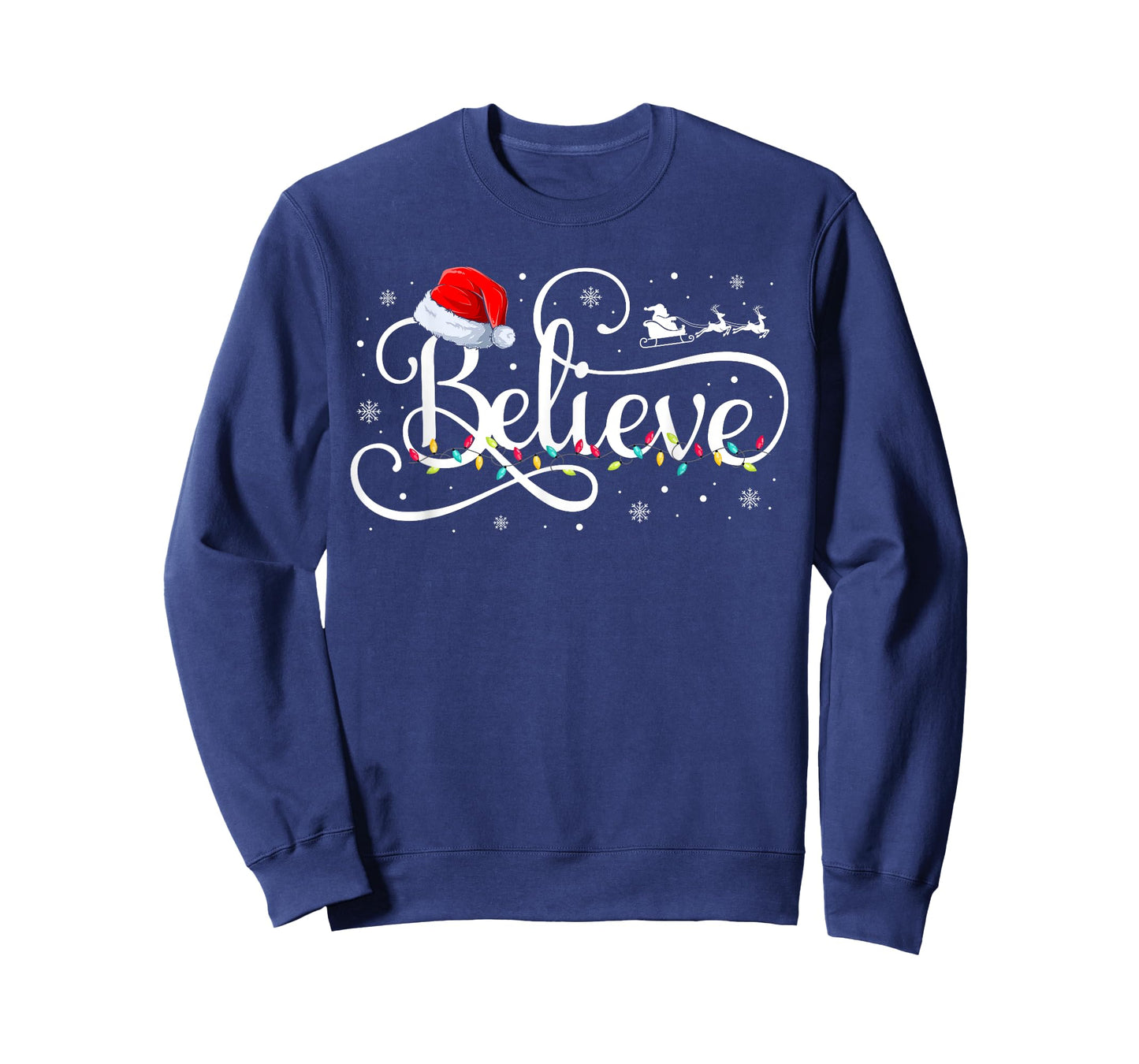 Christmas Believe Santa Claus Funny Family Matching Kids T-Shirt