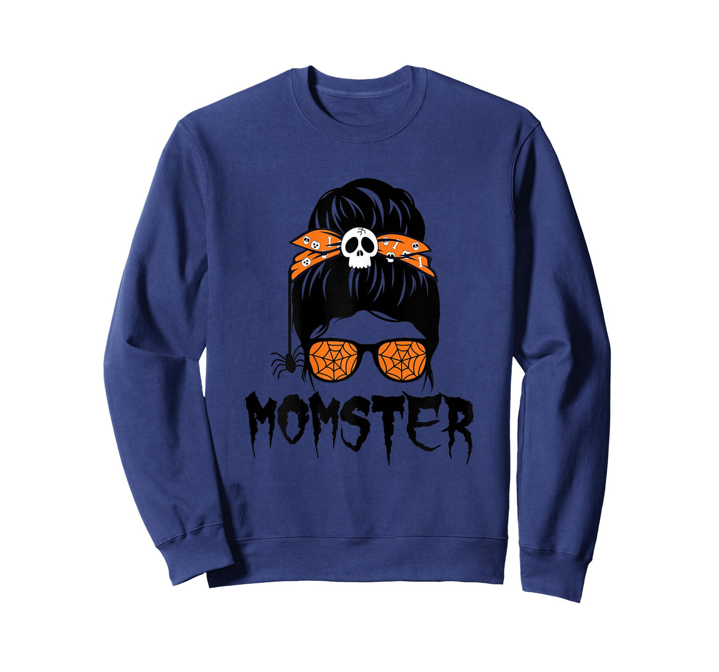 Momster Halloween Costume Skull Mom Messy Hair Bun Monster T-Shirt