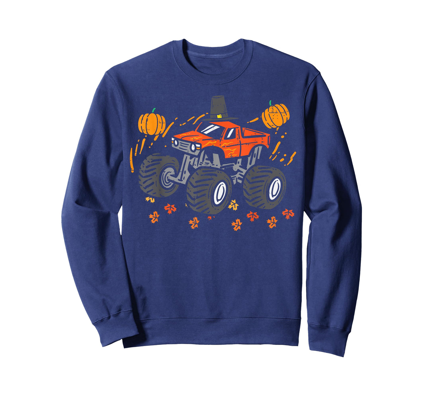 Monster Truck Pumpkins Thanksgiving Fall Toddler Boys Kids T-Shirt