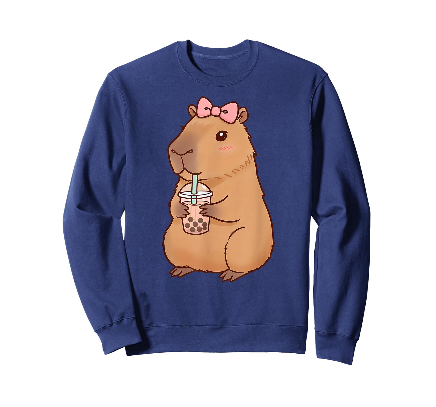 Kawaii Anime Capybara Drinking Boba Bubble Tea Kids Girls T-Shirt