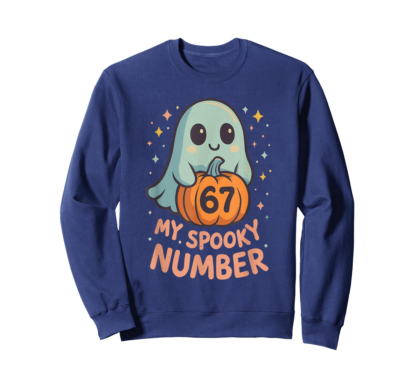 Cute Kawaii Ghost Pumpkin 67 Meme Funny Math Halloween Joke T-Shirt