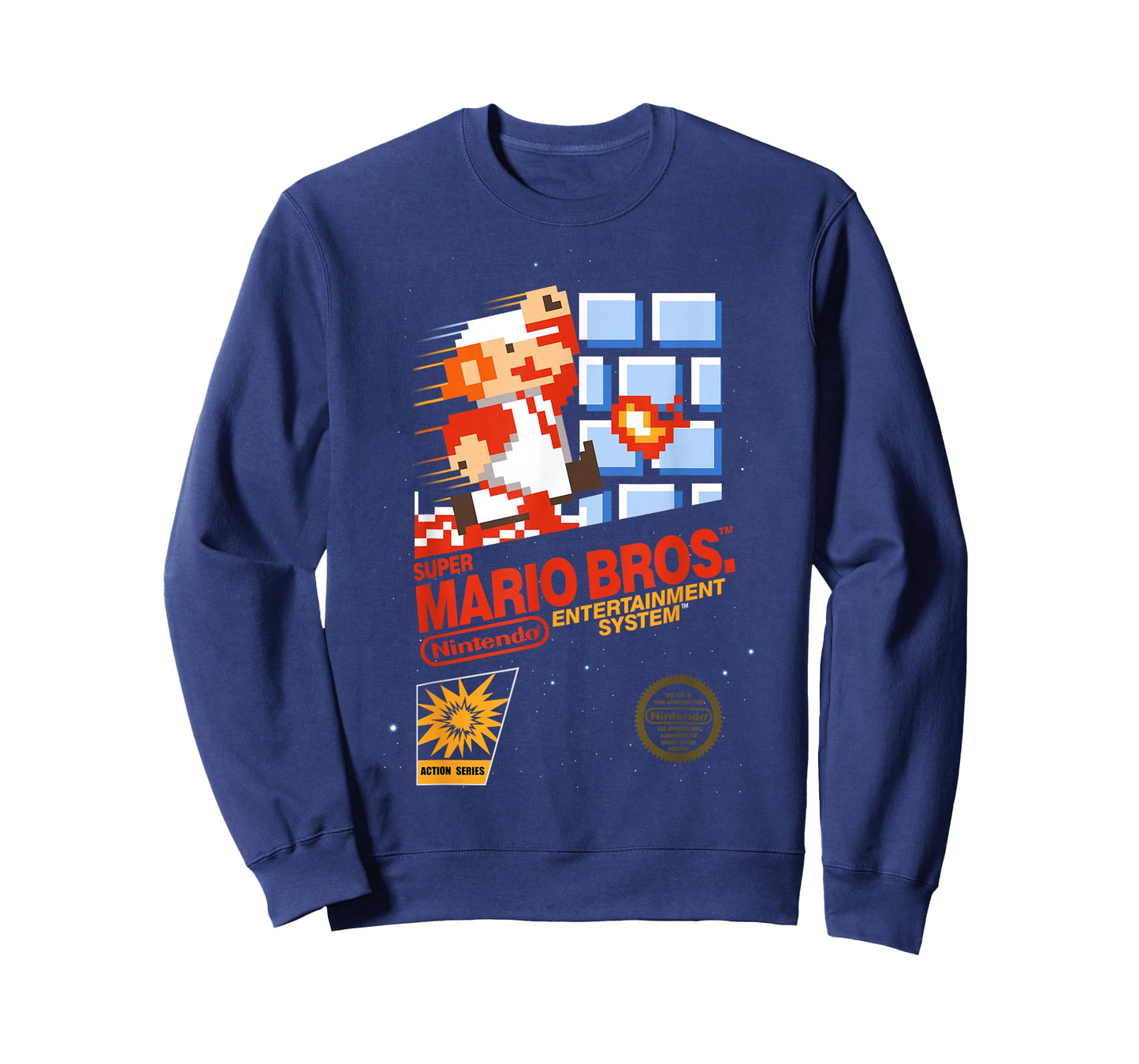 Super Mario Dashin Action Graphic T-Shirt, Classic Fit, Crew Neck, Black