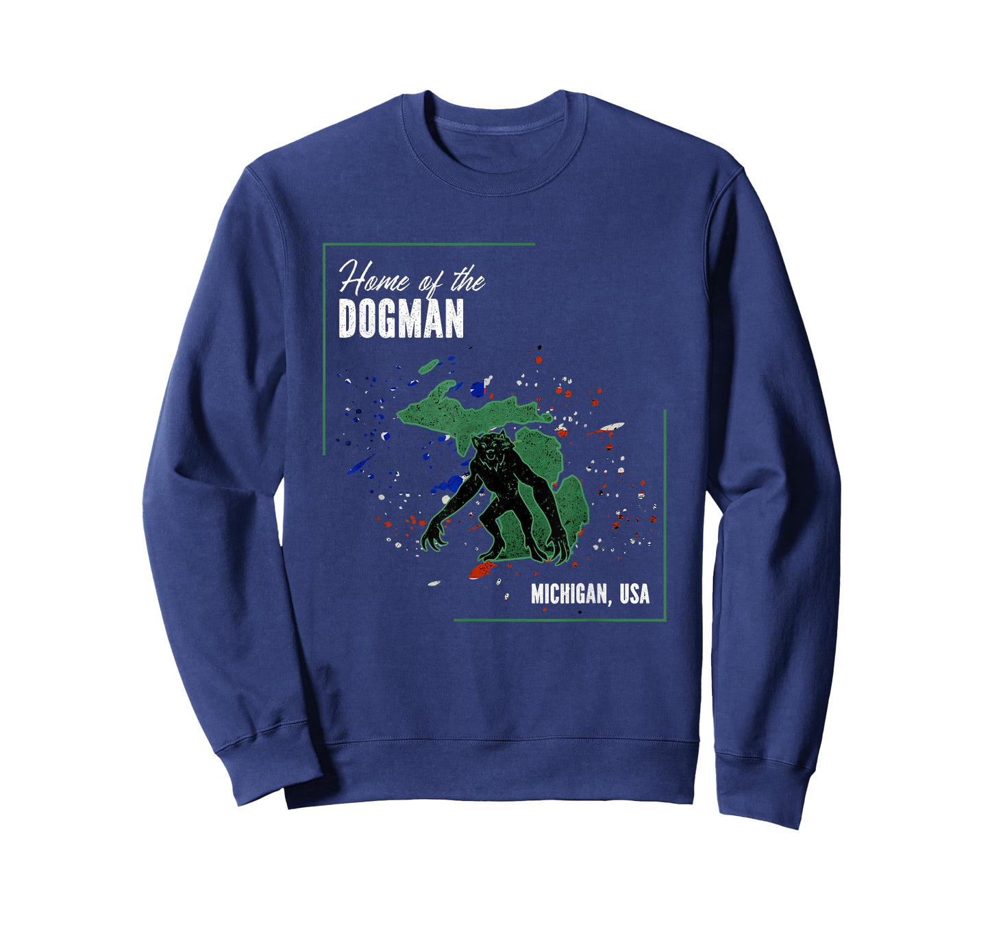 Cryptids of Michigan - Dogman Home of the Dogman T-Shirt - Men's Unisex-Adults Black Small Classic Fit Short Sleeve Crew Neck T-Shirt