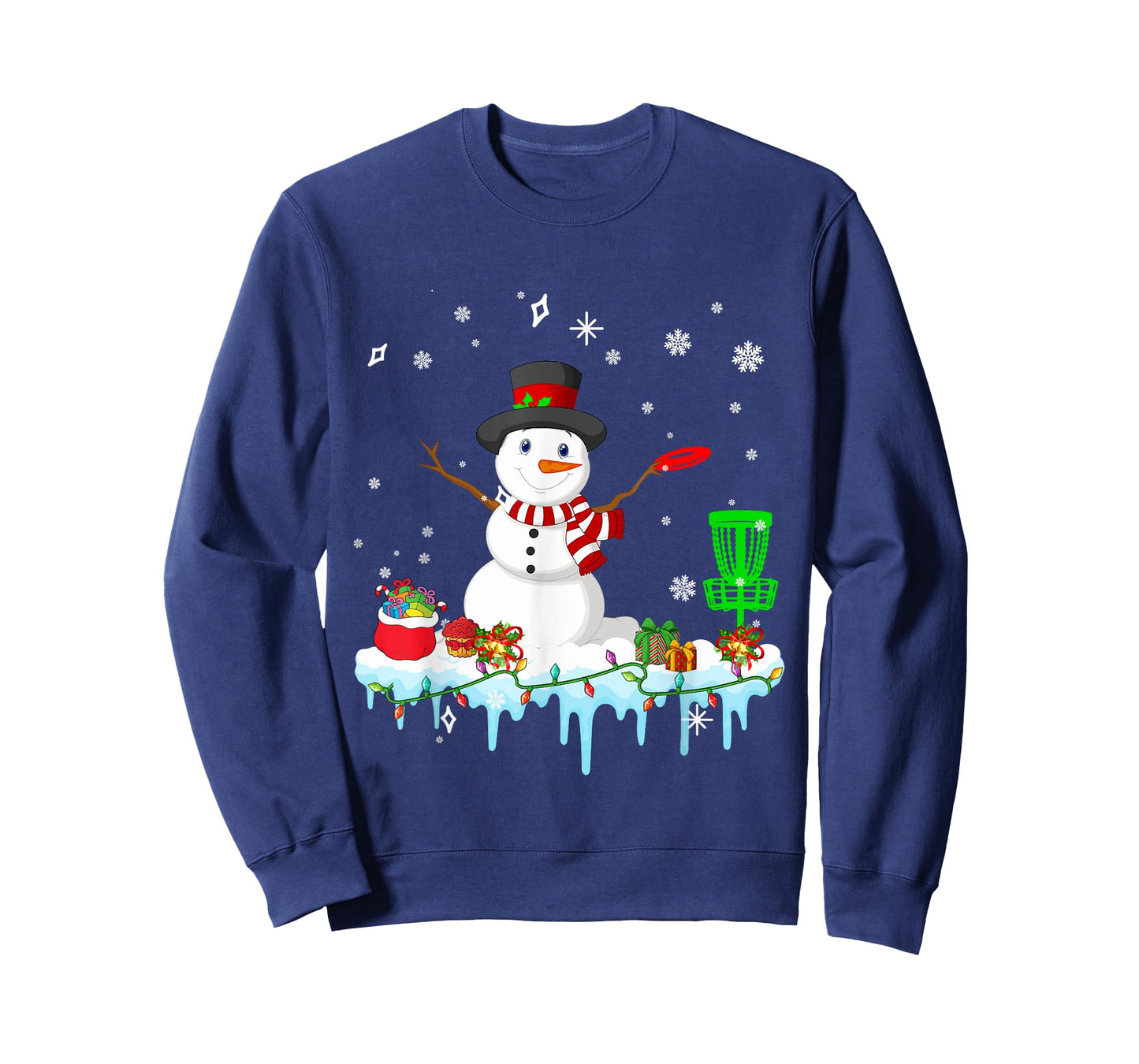 Snowman Playing Disc Golf Christmas Disc Golf Player Lover T-Shirt