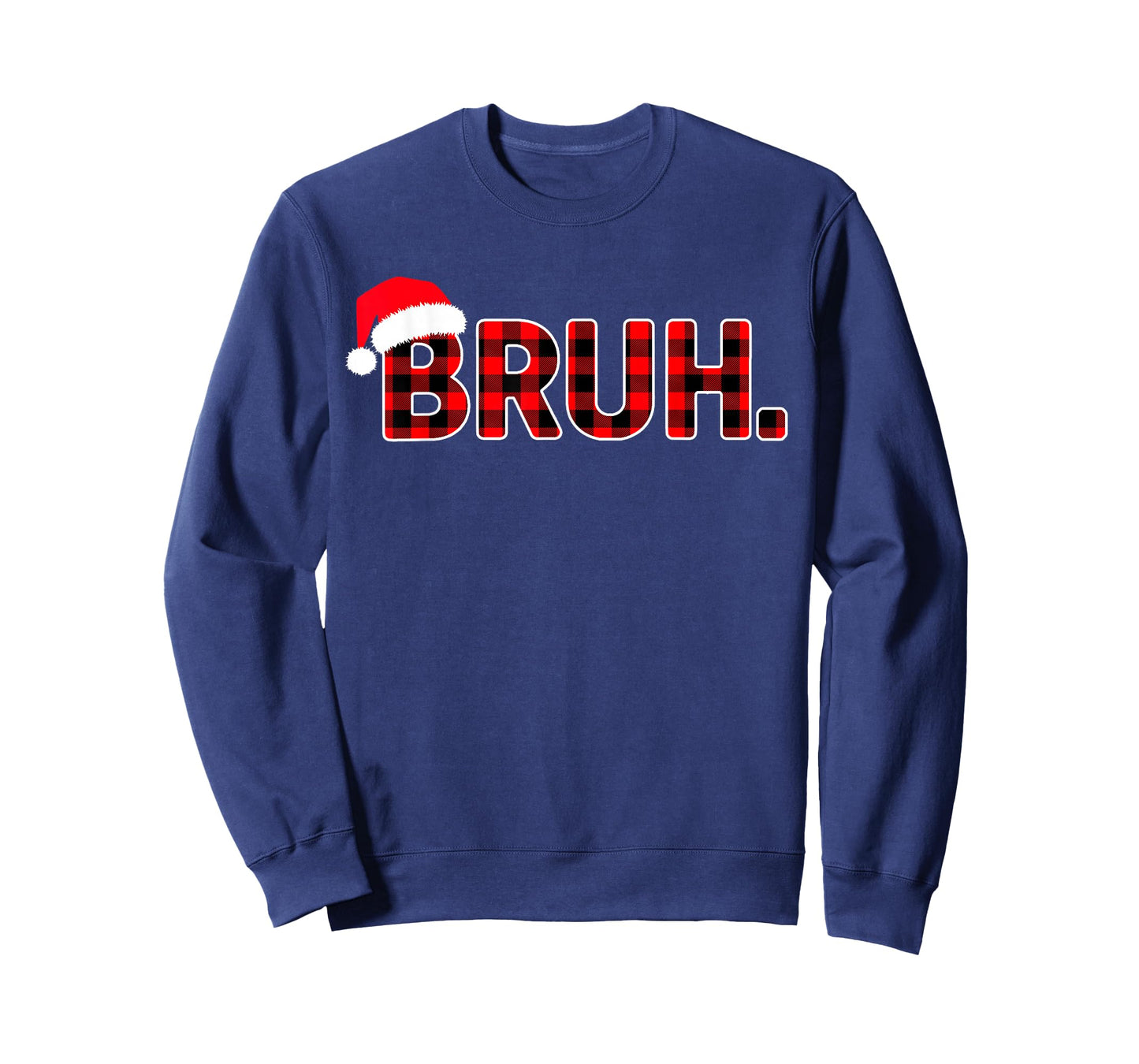 Bruh Funny Christmas Plaid Teens Boys Men Xmas Pajamas T-Shirt