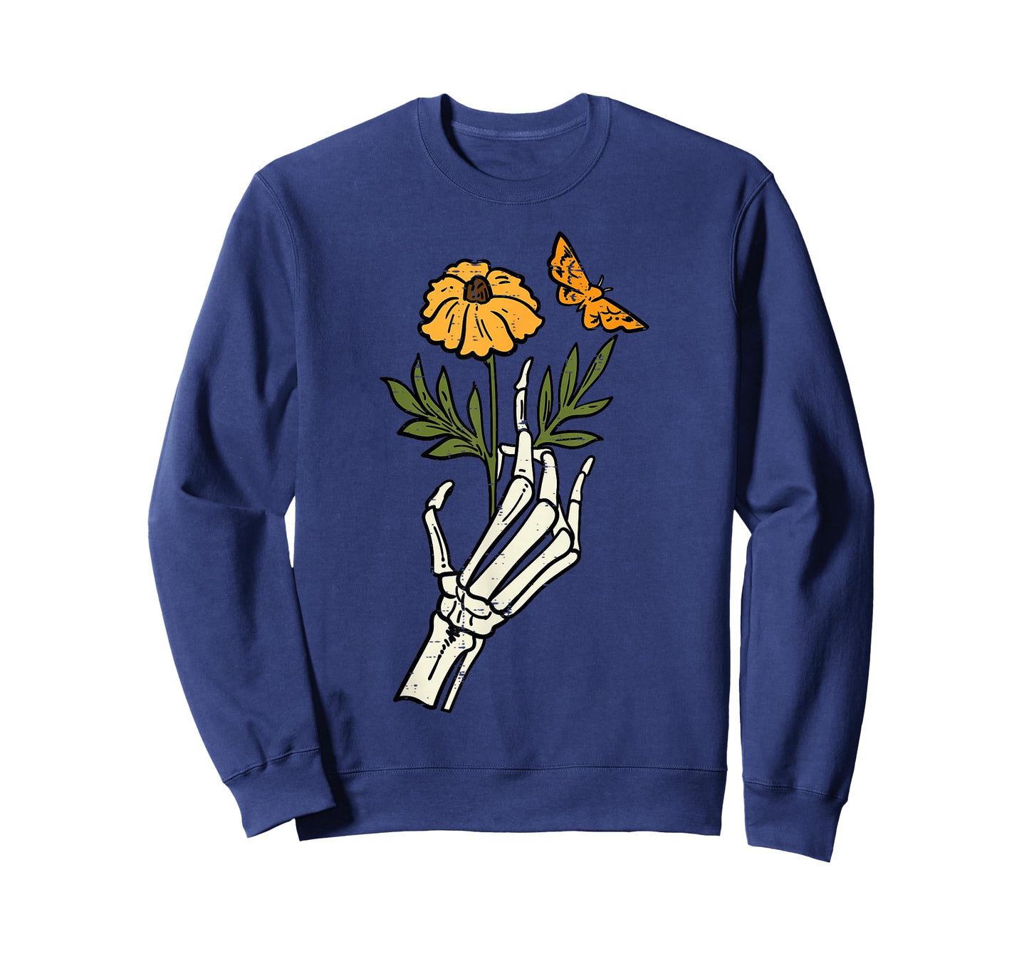 Floral Skeleton Hand Flower Retro Vintage Halloween Women T-Shirt