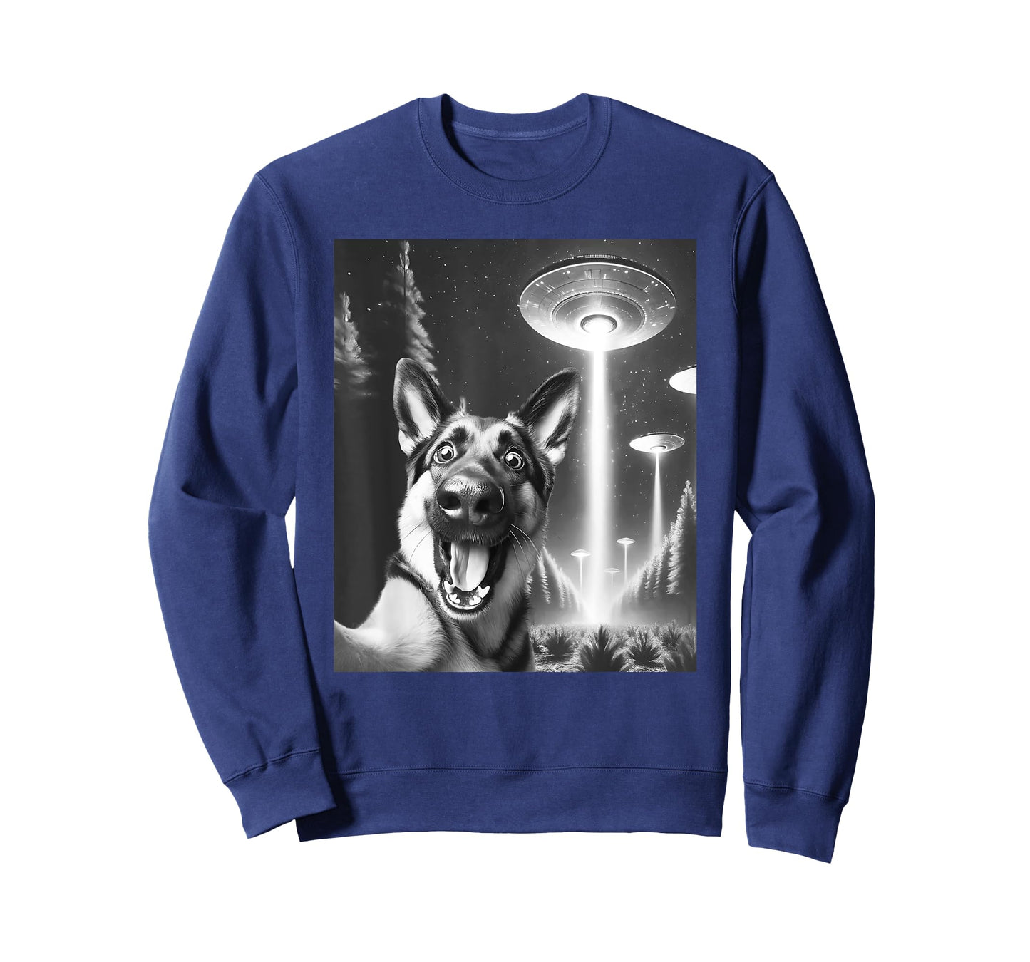 Funny German Shepherd Alien UFO Taking a Selfie Dog Mom Dad T-Shirt