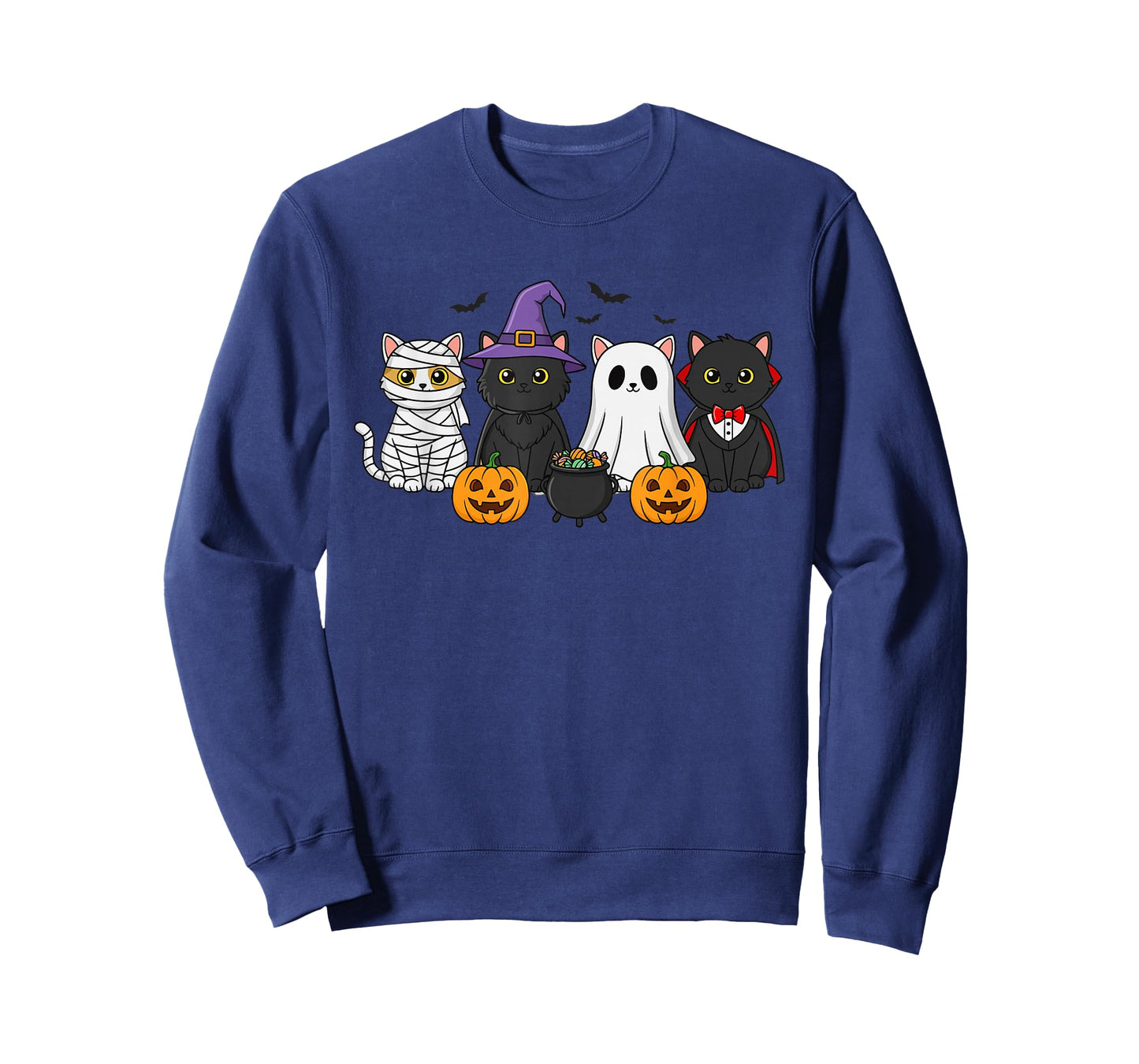 Mummy Witch Ghost Vampire Costume Group of Cats Halloween T-Shirt