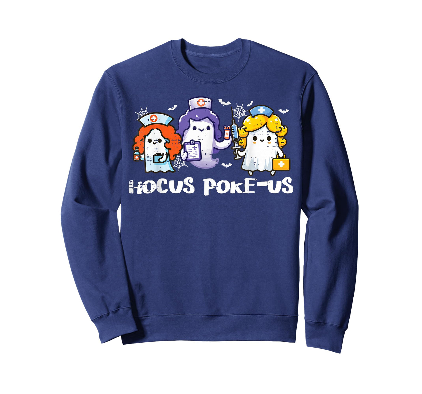 Halloween Ghost Nurse Hocus Poke Us Costume Scrub Top Women T-Shirt