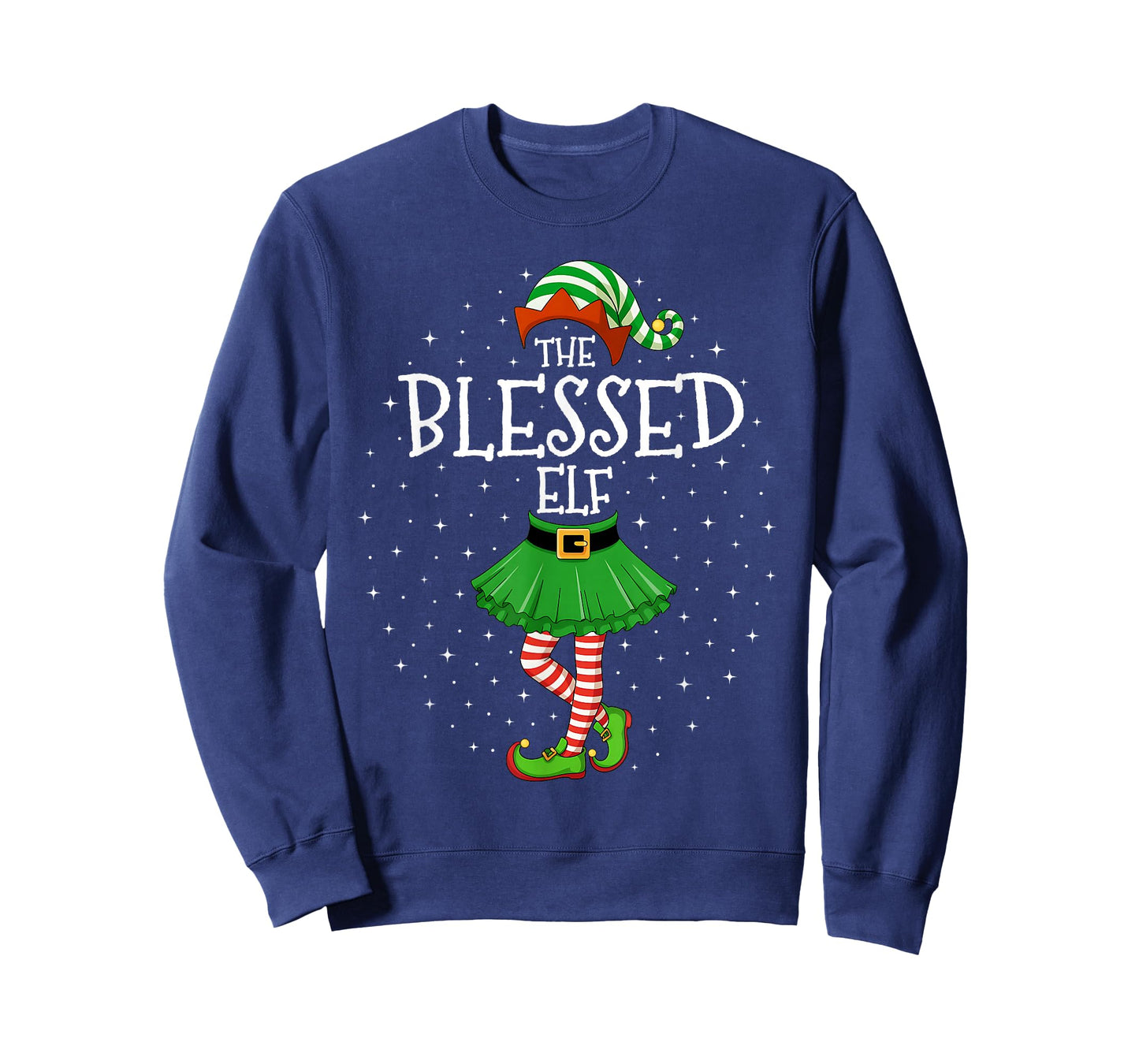 Xmas Matching Family Kids Women Girls Blessed Elf Christmas T-Shirt