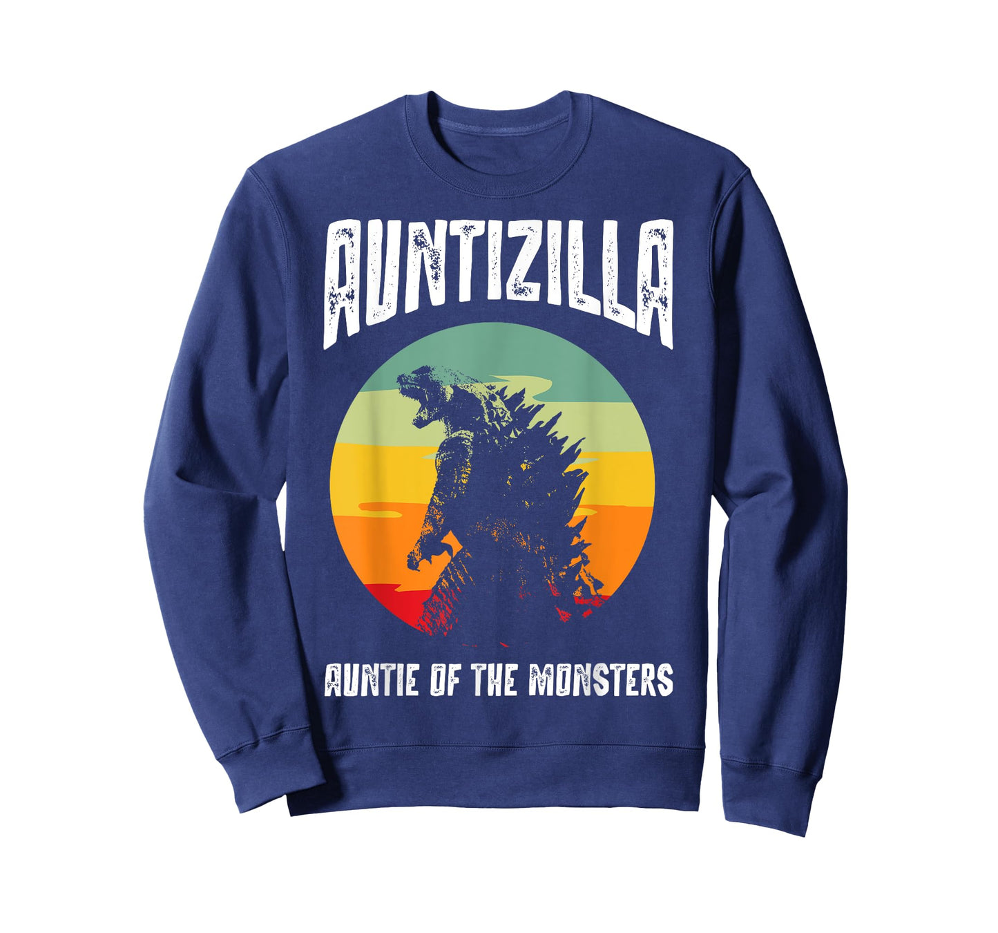 Auntzilla Aunt Of The Monsters Retro Vintage Sunset T-Shirt