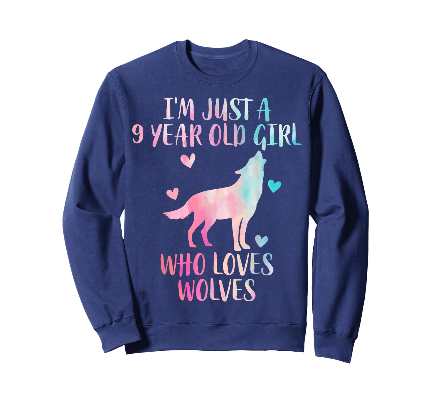 Funny Wolf lover I'm Just A 9 Year Old Girl Who Loves Wolves T-Shirt