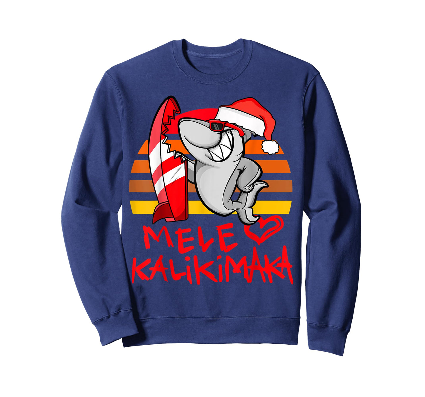Mele Kalikimaka Christmas Shark Retro Sunset T-Shirt