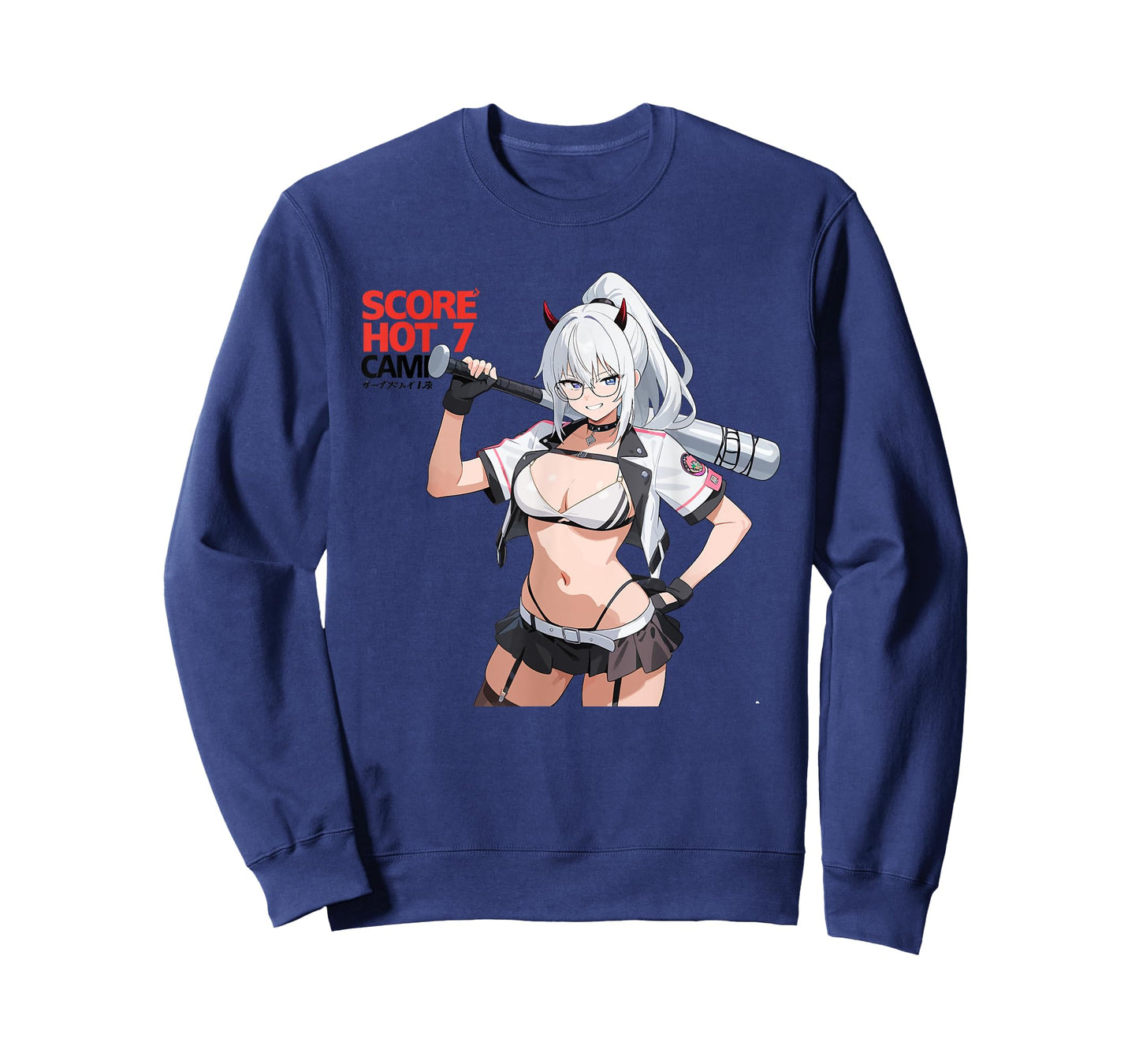 Waifu Sexy Anime Girl Horns Baseball Japanese Manga Style T-Shirt